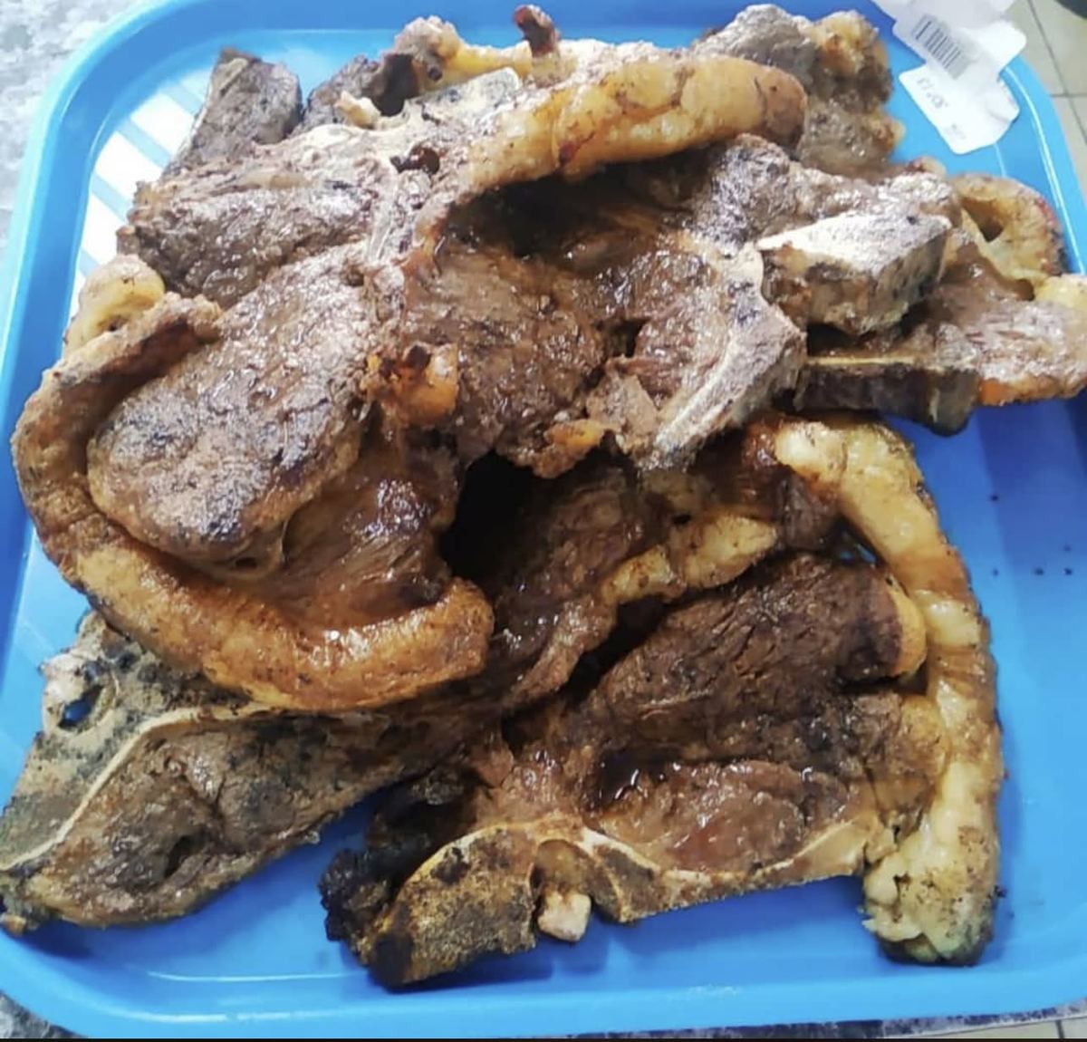 Braaied T-bone steaks on a tray